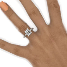 Load image into Gallery viewer, 2 Carat 9x7mm Emerald Cut Halo Giliarto Moissanite Diamond White Gold Engagement Ring

