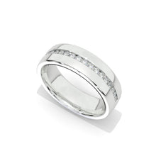 Load image into Gallery viewer, Half Etenity Ring 1.5mm wide 6mm Giliarto Moissanite Diamond White Gold Engagement Ring Media 3 of 7
