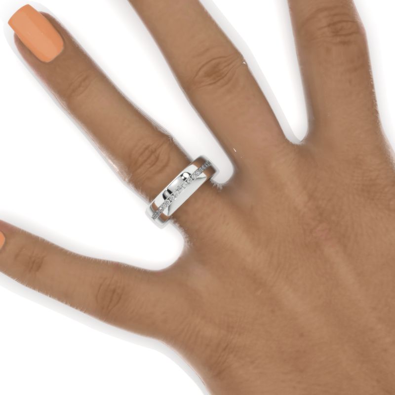 Half Etenity Ring 1.5mm wide 6mm Giliarto Moissanite Diamond White Gold Engagement Ring