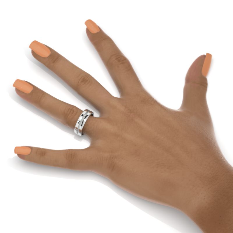 Half Etenity Ring 1.5mm wide 6mm Giliarto Moissanite Diamond White Gold Engagement Ring