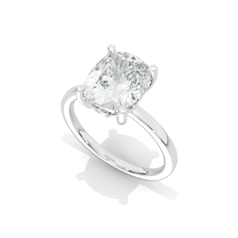 Beautifully Designed 10x8mm Cushion Cut Halo Giliarto Moissanite Diamond White Gold Engagement Ring