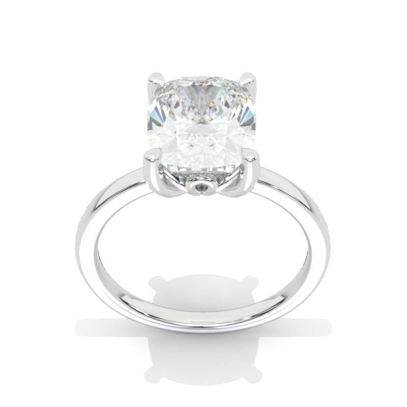 Beautifully Designed 10x8mm Cushion Cut Halo Giliarto Moissanite Diamond White Gold Engagement Ring