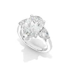 Load image into Gallery viewer, 14x9mm Pear Cut Halo Giliarto Moissanite Diamond White Gold Engagement Ring

