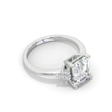 Load image into Gallery viewer, Emerald Cut 9x7mm with 2mm Sub stones Giliarto Moissanite Diamond White Gold Engagement Ring
