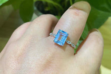 Load image into Gallery viewer, 3ct Emerald Cut Genuine Aquamarine Vintage Style Ring
