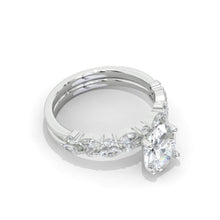 Load image into Gallery viewer, 14K White Gold 2 Carat Oval Moissanite Vintage Engagement Ring, Eternity Ring Set
