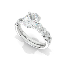 Load image into Gallery viewer, 14K White Gold 2 Carat Oval Moissanite Vintage Engagement Ring, Eternity Ring Set
