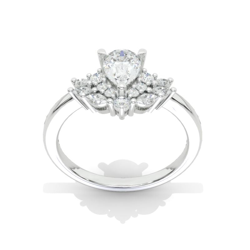 Pear Cut Giliarto Moissanite Hidden Halo Cluster Engagement Ring