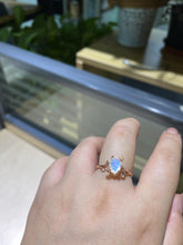 Load image into Gallery viewer, Rose Gold Plated Silver Dainty Natural Moonstone Leaf Ring, 2ct Oval Cut Twig Moonstone Ring, Rose Gold Ring Unique Curved Floral Ring
