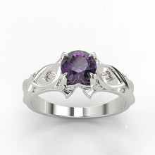 Load image into Gallery viewer, 0.8 Carat ''Queen of the North'' green Amethyst Engagement Ring -
