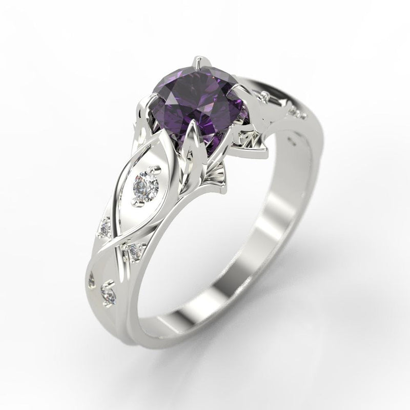 0.8 Carat ''Queen of the North'' Amethyst Engagement Ring - Giliarto