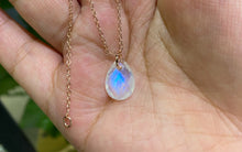 Load image into Gallery viewer, Genuine Pear Moonstone pendant necklace rose gold plated silver, Moonstone Necklace in Sterling Silver. Mothers day gift. Gift for her
