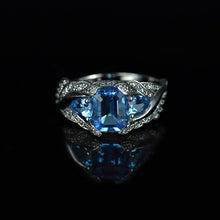 Load image into Gallery viewer, Giulia Wings Blue Topaz Gold Ring
