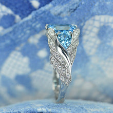 Load image into Gallery viewer, Giulia Wings Blue Topaz Gold Ring
