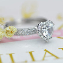 Load image into Gallery viewer, ''Carmen'' Heart Halo Forever One Moissanite 14K Gold Moissanite Engagement Ring
