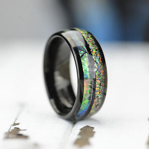 Genuine Abalone Shell Men's Tungsten Carbide Ring