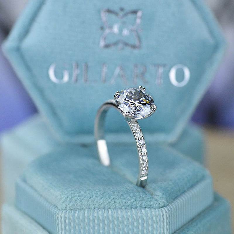2 Carat Gray Grey Giliarto Moissanite Accented Gold  Anniversary Ring