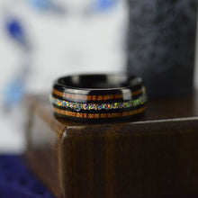 Load image into Gallery viewer, Natural Fire Opal Tungsten Carbide  Wedding Ring with Hawaii Koa Wood
