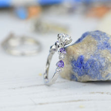 Load image into Gallery viewer, Giliarto Moissanite and Amethyst Gold Promissory Ring
