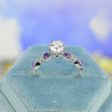 Load image into Gallery viewer, Giliarto Moissanite and Amethyst Gold Promissory Ring

