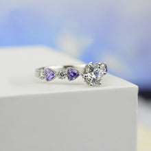 Load image into Gallery viewer, Giliarto Moissanite and Amethyst Gold Promissory Ring
