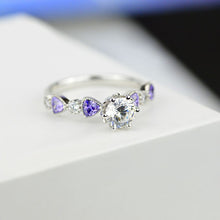 Load image into Gallery viewer, 1.0 Carat Giliarto Moissanite and Amethyst Gold Engagement Ring

