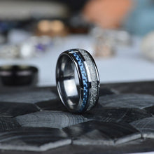 Load image into Gallery viewer, Meteorite and Carbon Fiber Tungsten Carbide Rings
