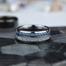 Load image into Gallery viewer, Meteorite and Carbon Fiber Tungsten Carbide Rings

