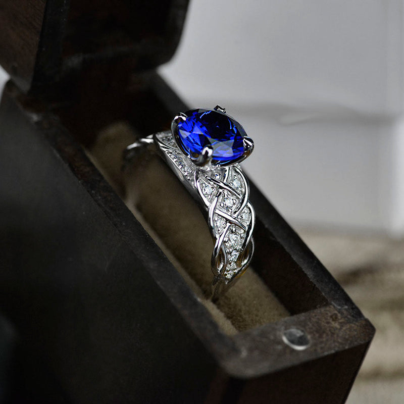 2 Carat Blue Sapphire Gold Giliarto Engagement Ring