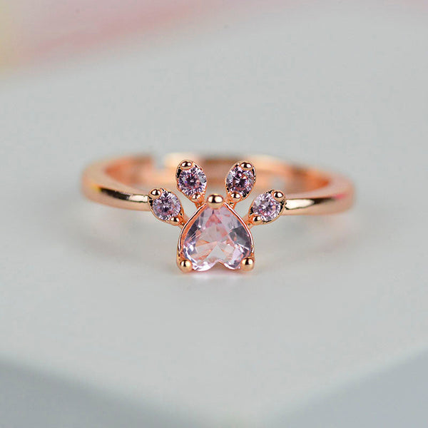 Dog Cat Paw Gold Plated Silver Ring