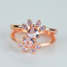 Load image into Gallery viewer, Dog Cat Paw Gold Plated Silver Ring
