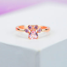 Load image into Gallery viewer, Dog Cat Paw Gold Plated Silver Ring
