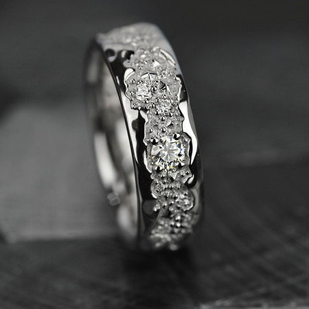 14K White Gold  Ring mens natural diamond ring