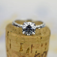 Load image into Gallery viewer, 2 Carat Gray Moissanite Leaf Floral Promissory Ring
