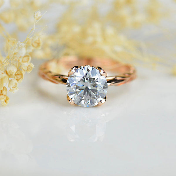 2 Carat Light Gray Moissanite Engagement Ring