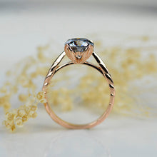 Load image into Gallery viewer, 2 Carat Light Gray Moissanite Engagement Ring
