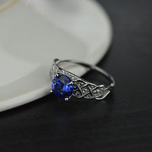 Load image into Gallery viewer, Blue Sapphire Giliarto Lattice Gold Engagement Ring

