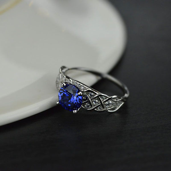 Blue Sapphire Giliarto Lattice Gold Engagement Ring