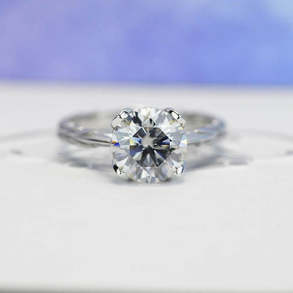 MILA 2 Carat Gray Moissanite Flower Engagement Eternity Ring