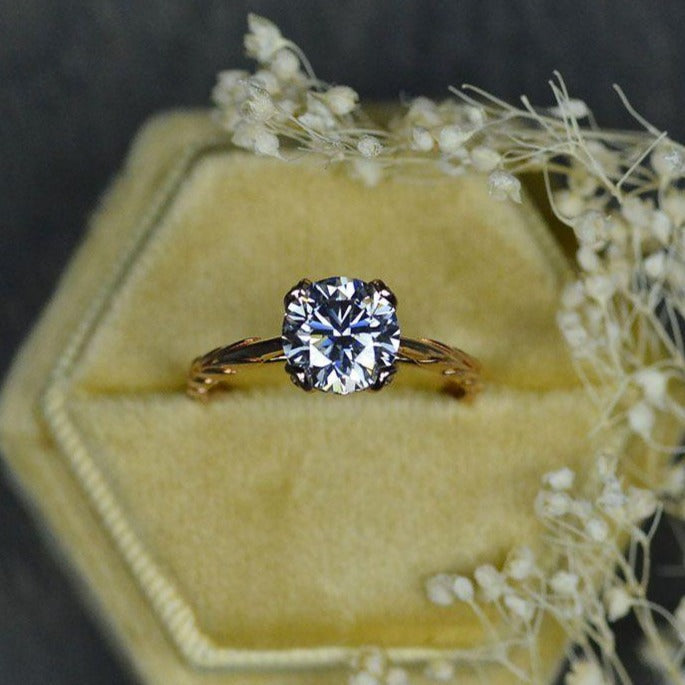 2 Carat Gray Moissanite Leaf Floral Promissory Ring