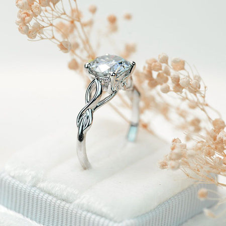 Giliarto 3 Carat Grey Gray Moissanite Stone 14K White Promissory  Gold Ring