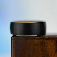 Load image into Gallery viewer, Brushed Black Tungsten Ring with Inner Solid Whiskey Barrel Oak Wood
