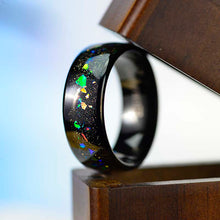 Load image into Gallery viewer, Giliarto Galaxy Genuine Crushed Abalone Shell Men's Tungsten Ring with Crushed Opal and Sea Shell.
