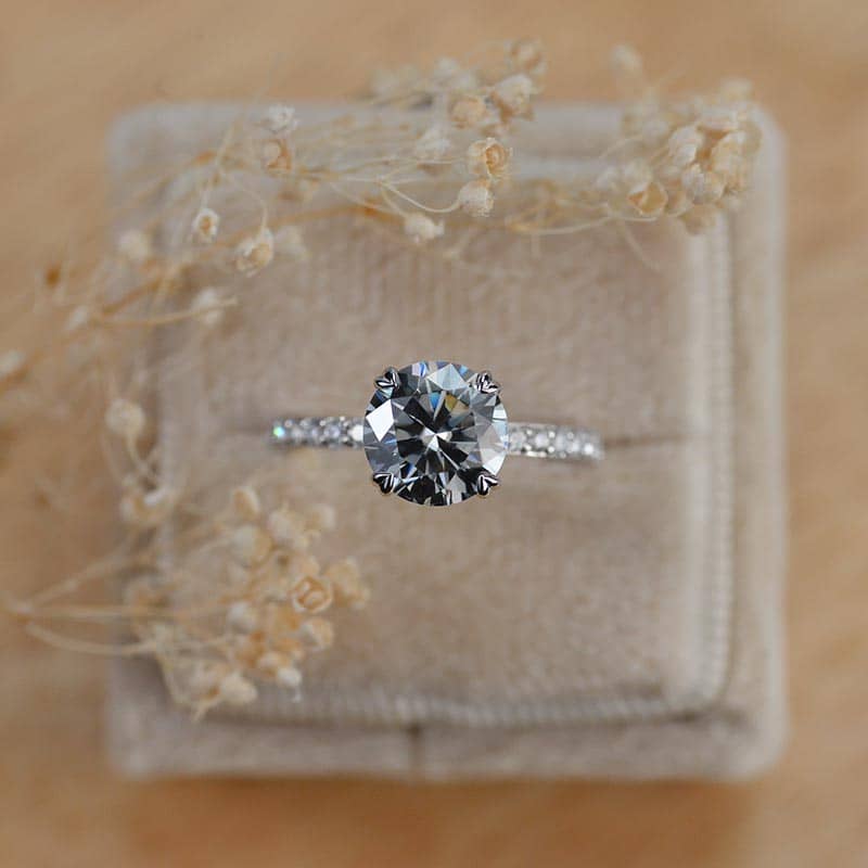 2 Carat Gray Grey Giliarto Moissanite 14K Gold  Engagement Ring