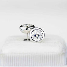 Load image into Gallery viewer, Moissanite Bezel Set Stud Earrings 14K Gold
