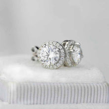 Load image into Gallery viewer, Moissanite Halo Stud Earrings 14K Gold
