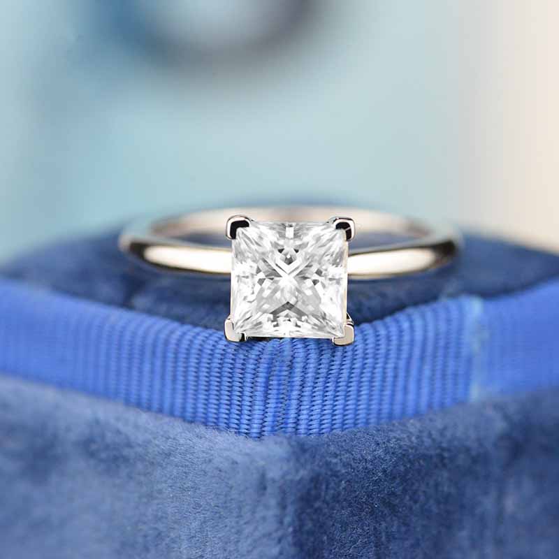 2 Carat Princess Cut Moissanite Diamond  White Gold Giliarto Engagement Ring
