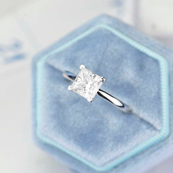 2 Carat Princess Cut Moissanite Diamond  White Gold Giliarto Engagement Ring