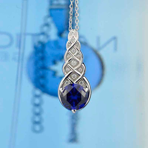 2 Carat Sapphire Diamond Gold Pendants