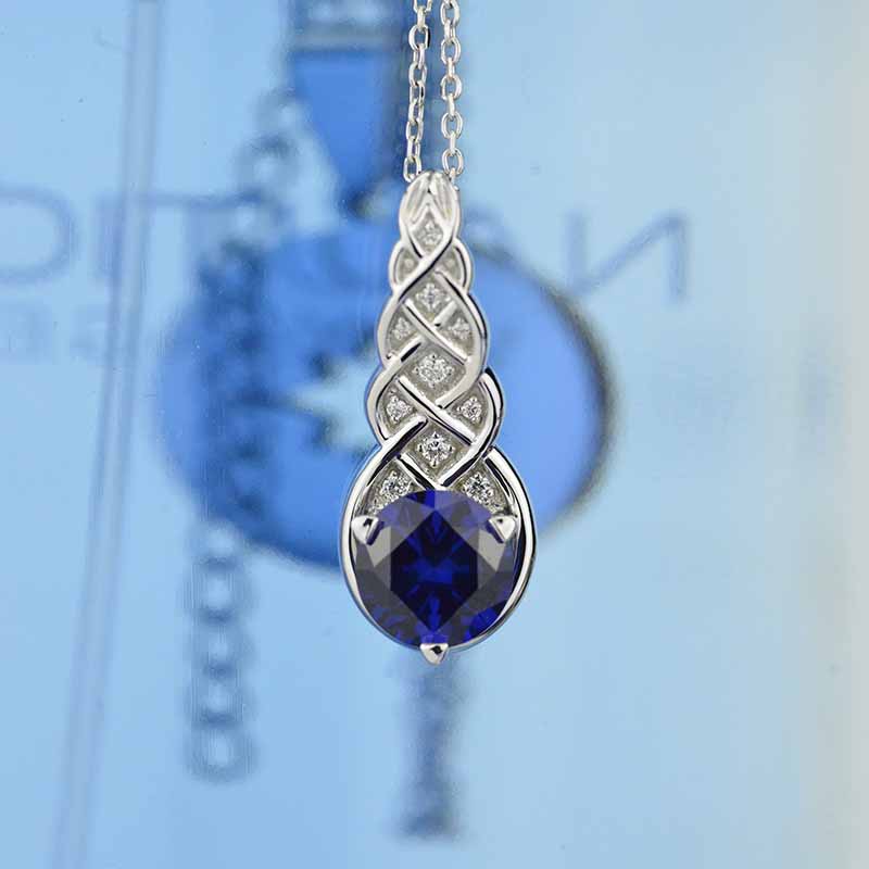 2 Carat Sapphire Diamond Pendants